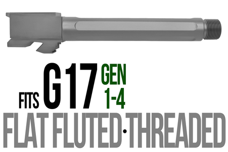 Combat Armory Barrel Fits Glock 17 9mm Match 5 Sided Flat Fluted Threaded Barrel in Flat Gray — image 2