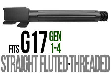 Combat Armory Barrel Fits Glock 17 9mm Match Straight Fluted Barrel Threaded in Black