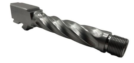 Combat Armory Barrel Fits Glock 19 9mm Match Chunky Spiral Fluted Threaded Barrel Naked Stainless Steel