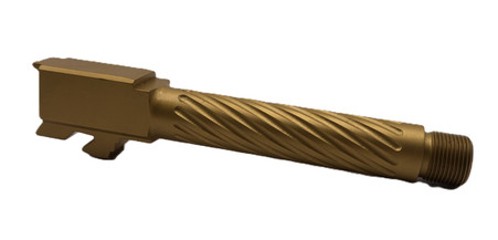 Combat Armory Barrel Fits Glock 19 9mm Match Thin Spiral Fluted Threaded Barrel  in Gold